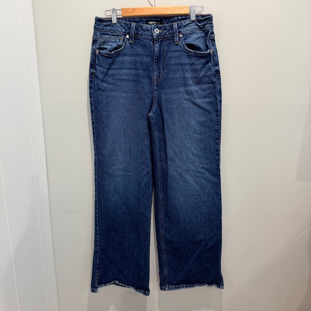 Edgely by Maurices Blue Split Hem Wide Leg Jeans Side Slit Denim | Size 10